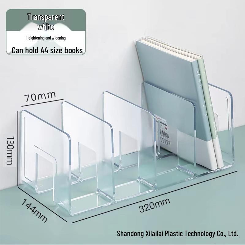 Clear Acrylic Book Stand: Durable, Four-Row, Drop-Resistant Storage Rack
