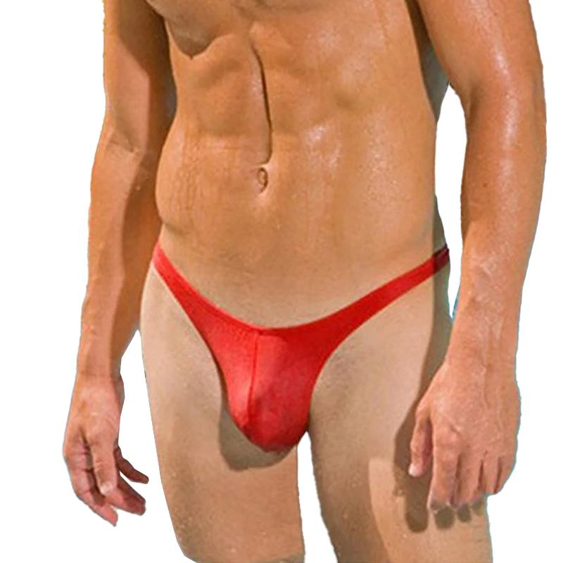 1Pc Men G-string Nylon Thongs Convex Panties Sexy Briefs Solid Color Underwear