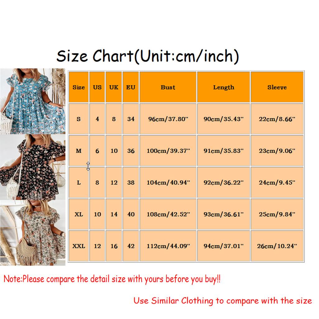 Women's Summer Ruffed Sleeve Small Floral Print  A-line Big Swing Dress