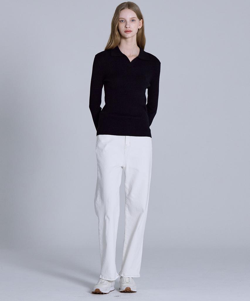 BASIC HOUSE Women'S Collared Long-Sleeve Sweater Navy Lykt7203