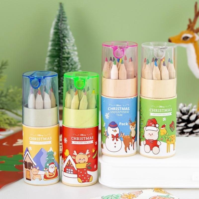 12 Color Christmas Pencil Filled Graffiti Art Painting Brush Drawing Pencils Sketching Pen Stationery Supplies Christmas Gifts