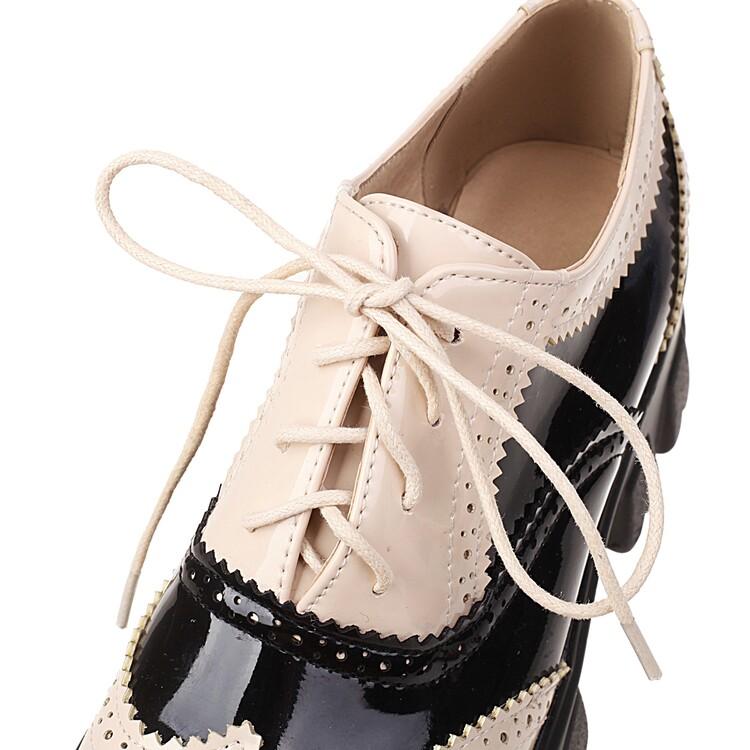 Trendy Brand Chunky Flats Platform Gothic Shoes Women Perforated British Brogues Oxfords Shoes Female Derby Flats