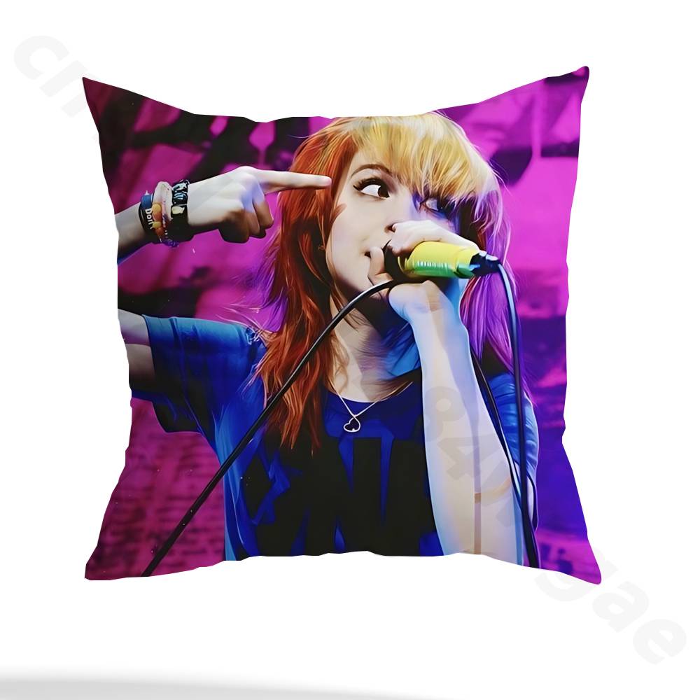 H-Hayley Williams P-Paramore Pillow Case Square Double-Sided Printing Short Plush Sofa Cushion Cover Bedroom Bedside Pillow