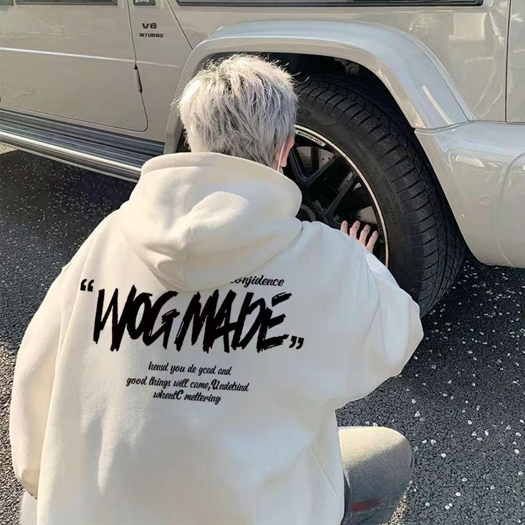 Unisex Heavyweight Hooded Cotton Sweatshirt with Plus Velvet for Autumn/Winter – Trendy, Versatile, and Loose-Fit Brand Top