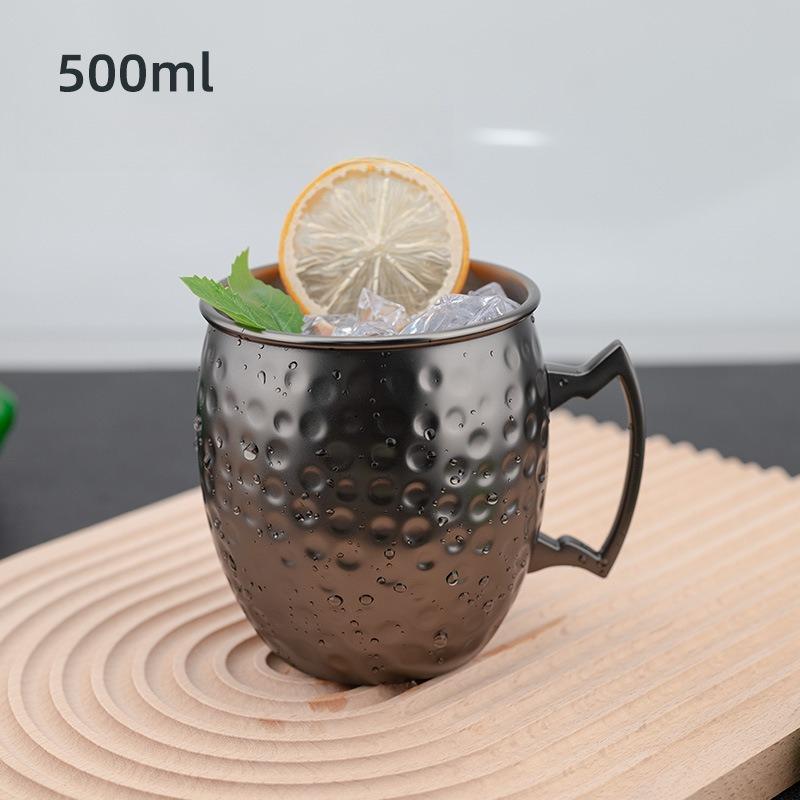 500ML Cocktail Wine Cup Moscow Mule Mug Pure ThickenedCup Hammered Copper Plated Beer Cup Coffee Bar Tools Drinkware for Ramadan