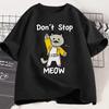 Dont Stop Meow TShirt Funny Cat Printed T Shirt Women Vintage Music Cartoon Casual Short Sleeve Women Fashion Top Clothing
