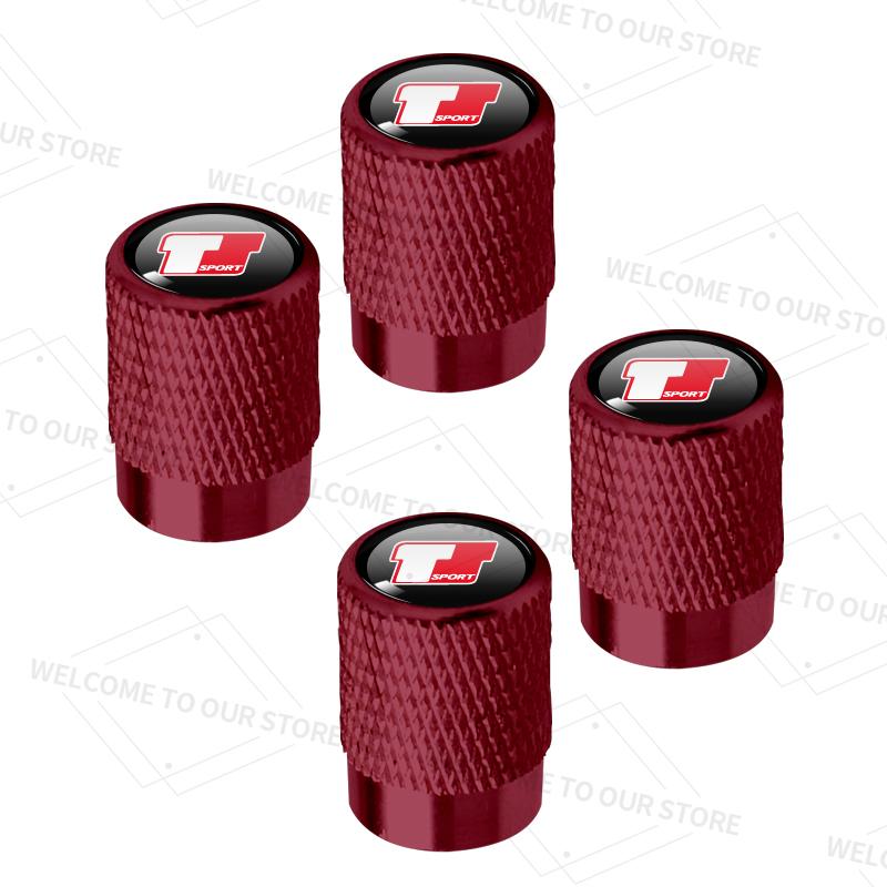 4pcs/1set For Toyota T Sport Logo Hilux Yaris Prius Supra Auris Verso Car Valve ML53 Caps Wheel Tires Air Tyre Stem Protective Cover