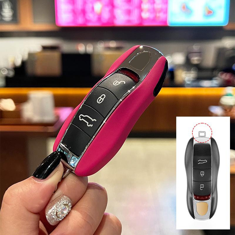 

For Porsche Panamera 971 Boxster Cayman 9YA Cayenne 92A 911 970 981 718 Macan 95B Leather Car Key Case Cover Shell Keychain