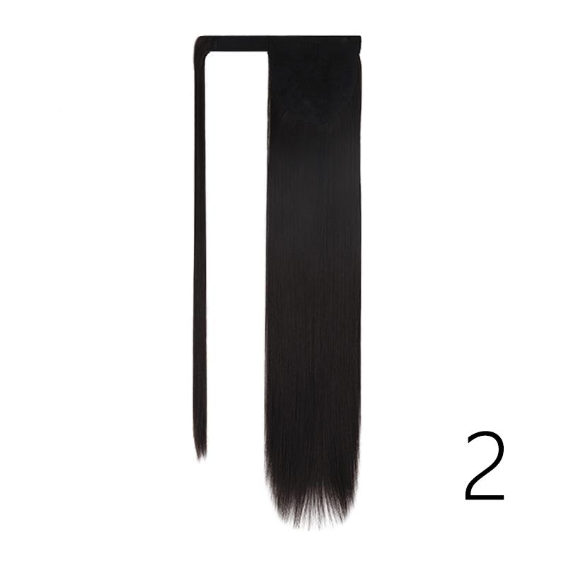 MERISIHAIR Women Long Straight Ponytail Wig Black Brown Synthetic High Temperature Fiber Ponytail Hair Extensions Daily Use