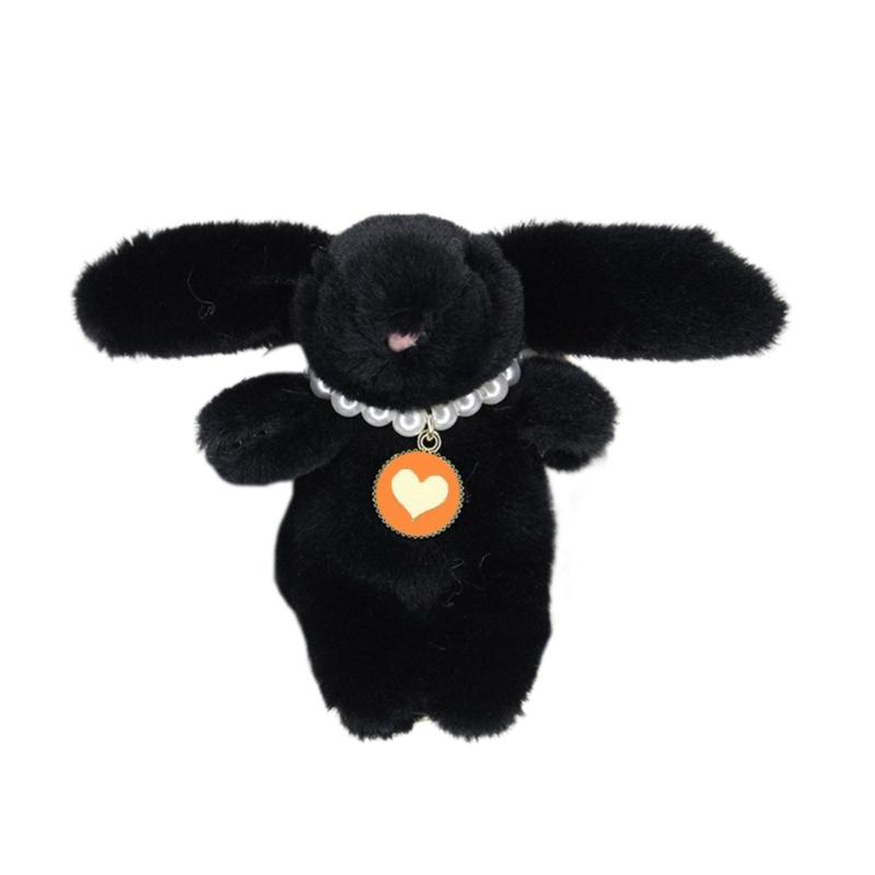 

Cute Plush Necklace Rabbit Charm Keychain Soft Stuffed Ornament Keyring Lovely Pendants for Purse Bag Backpack Handbag оранжевый