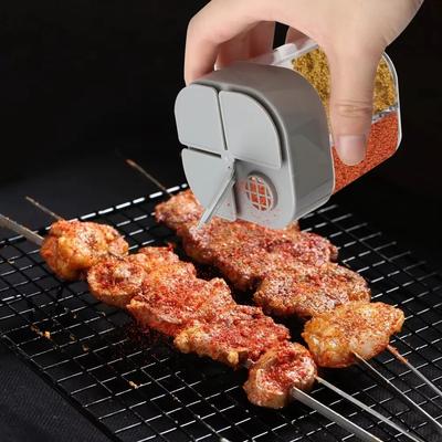 4 in 1 Camping-Gewürzglas mit Deckel transparenter Gewürzspender 4 Fächer Outdoor-Kochen Grillen Salz- und Pfefferstreuer