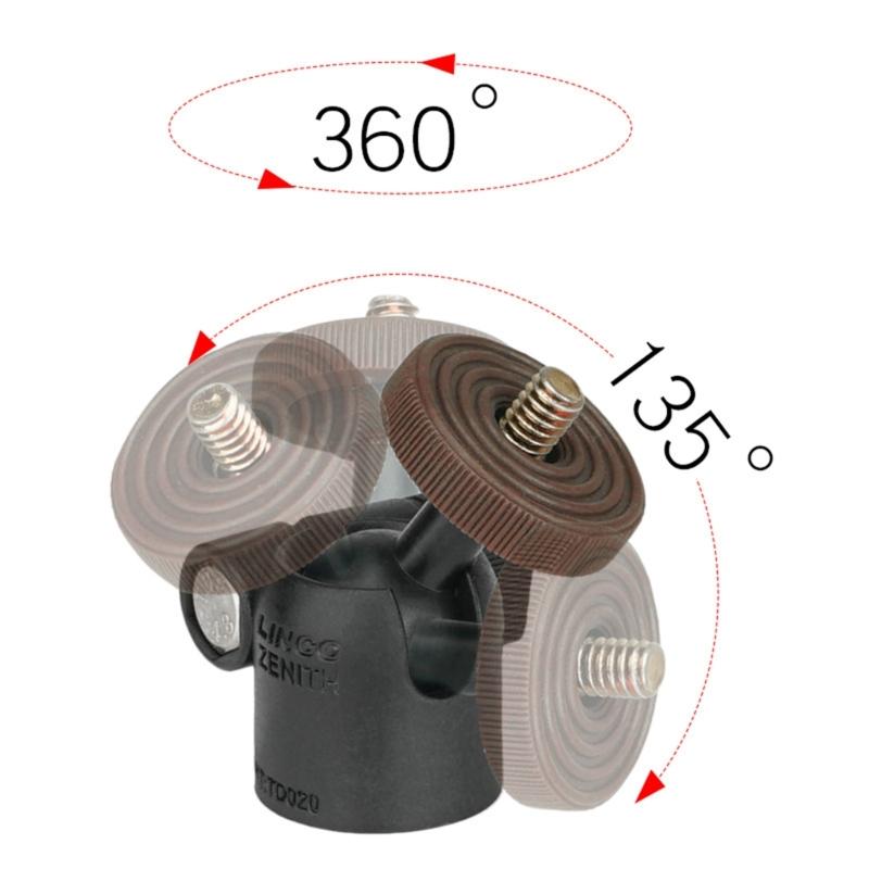 Mini Ball Head 1/4inch Screw Mount 360 Degree Rotatable for Camera Camcorder LED Light Bracket DSLR Camera Tripod Stand