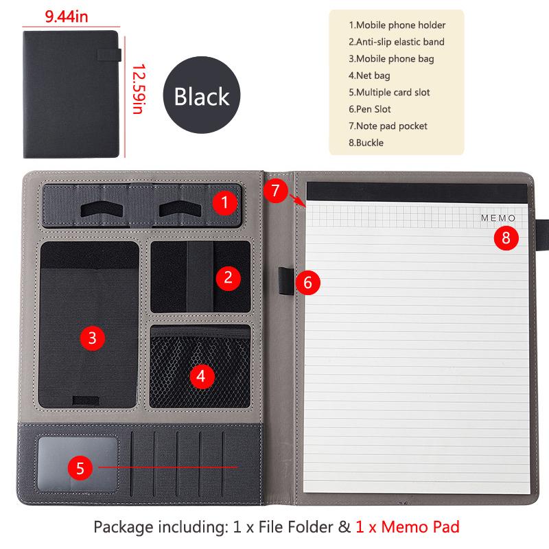 Univerzitní kožený blok A4 Složka portfolia Magnetická schránka Obchodní manažer Složky Držák dokumentů Kancelář
