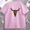 Boho Cow Skull T Shirt Western Graphic Tee Bull Skull T-Shirt Cowgirl Tshirt Country Girl Western Clothing Tops