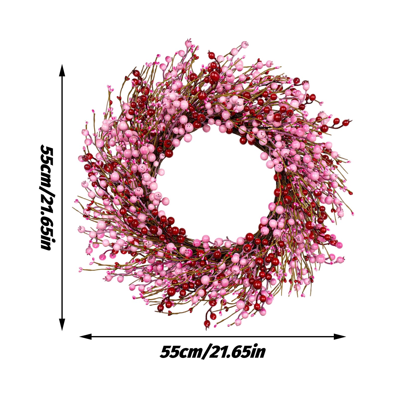 

Valentine s Day Pink Wreath Front Home Decor Artificial Berries Wreath Decorative Hanging Ornament 55cm розовый