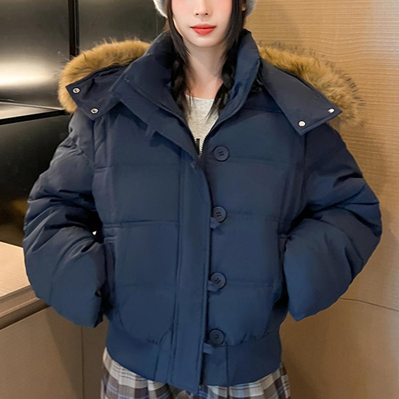 

Модные зимние женские пальто с воротником из искусственного меха, теплые парки, толстые свободные женские куртки S темно-синий