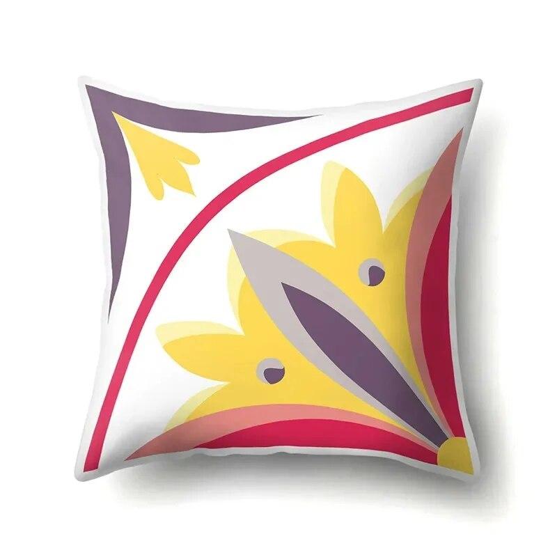 45x45cm Geometric Floral Print Pillowcase Office Chair Living Room Sofa Cushion Cover Bedroom Room Home Decoration