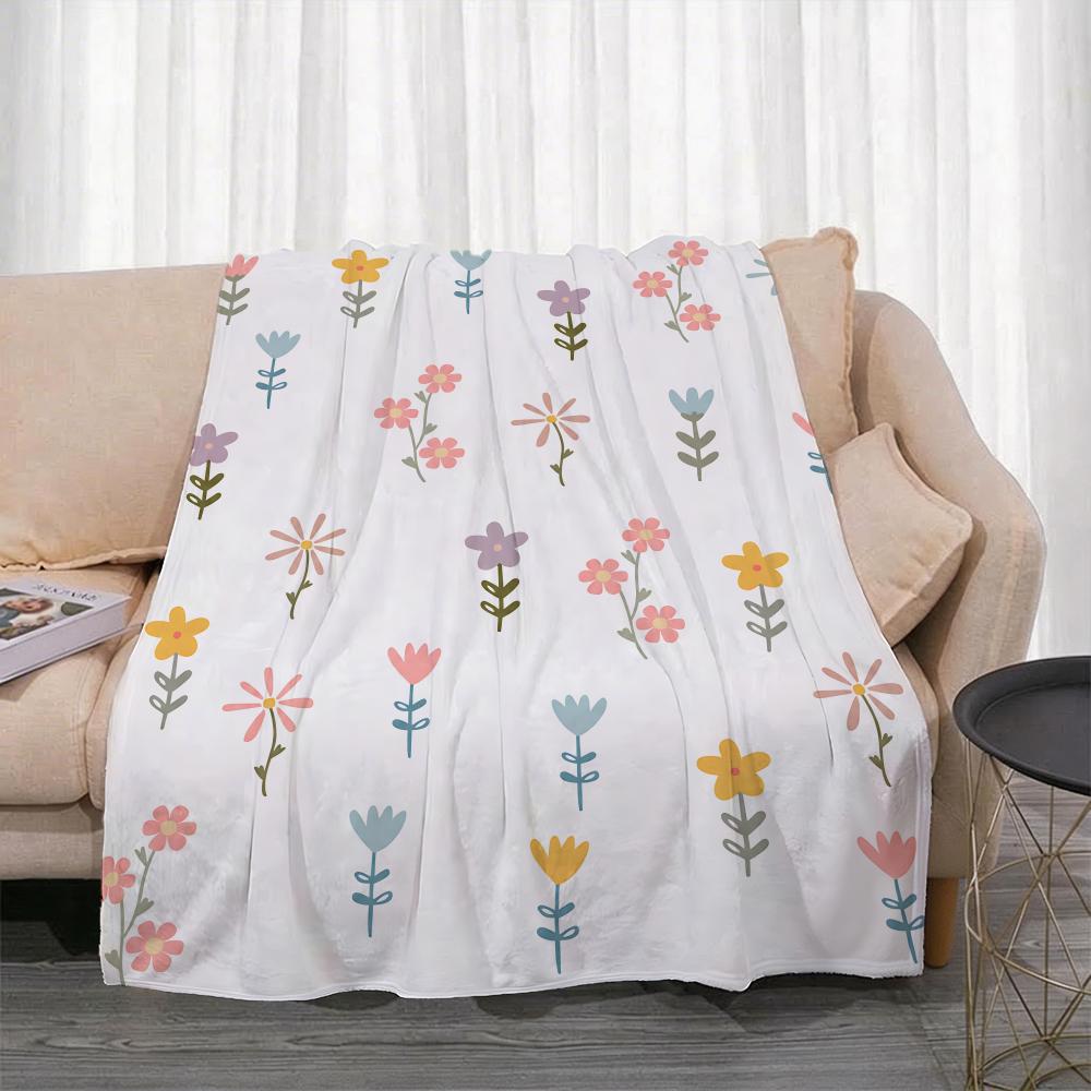 Pastelthinstemflowerditsy Throw Lightweight 240G Flannel Blanket Soft Skin-Friendly For Summer Cooling