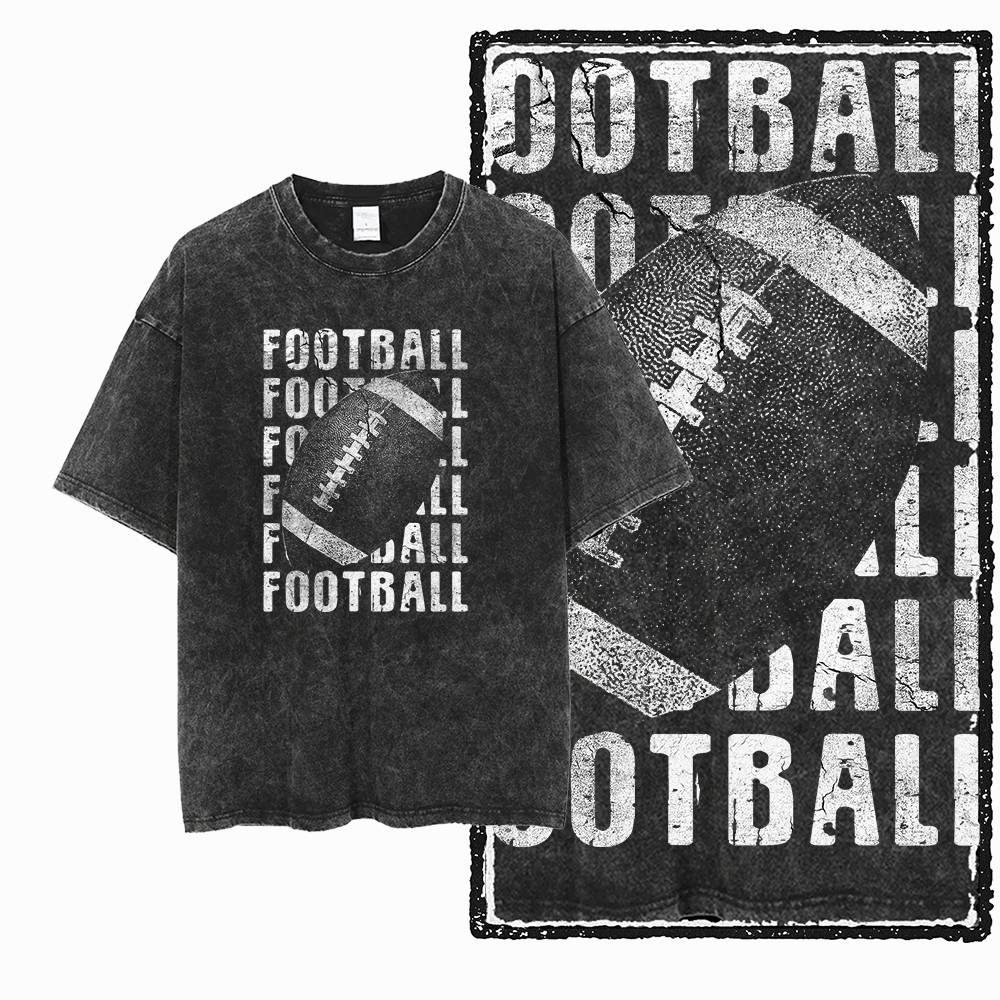 American Football Theme Vintage Graphic Printed Big Size Black Cotton Unisexs Retro TShirt G