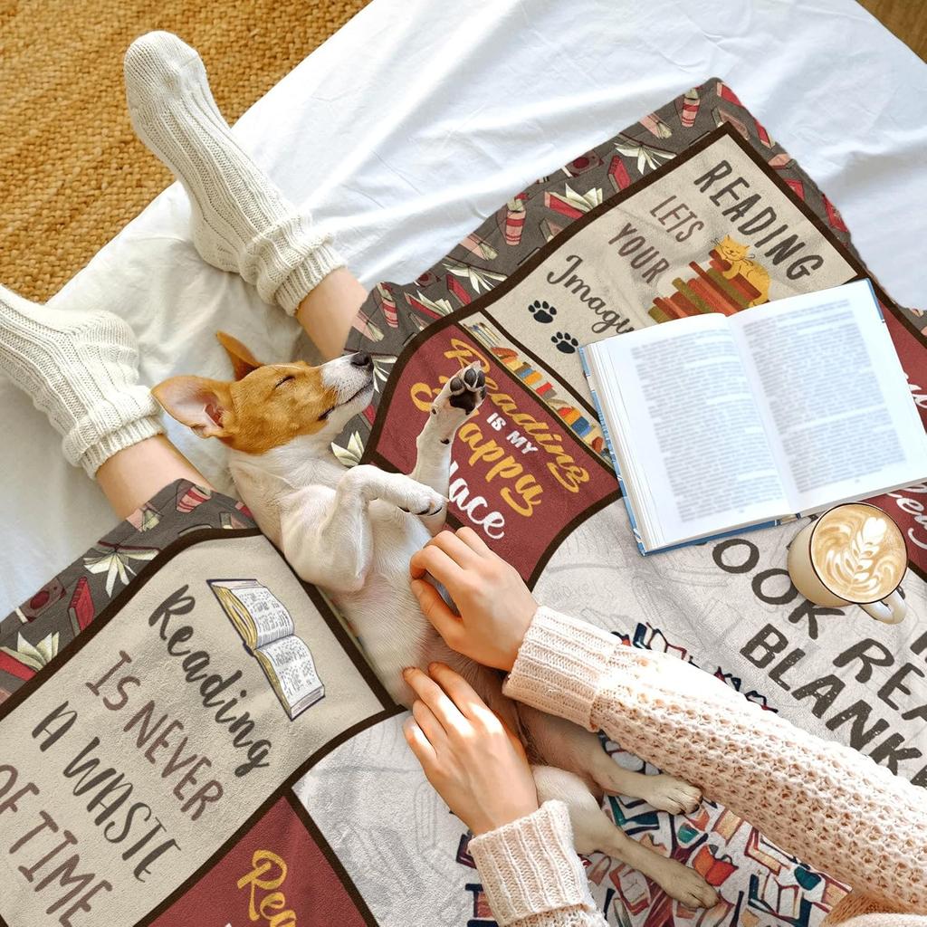 Book Lovers Gifts Blanket, Gifts for Book Lovers Women, Reading Blanket for Book Lovers, Librarian Gifts for Women Ideas Christmas Birthday