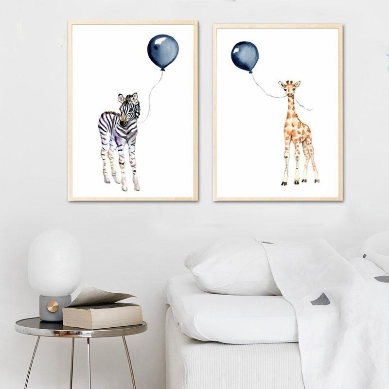 Wall Art Animal Zebra Elephant Giraffe Bubbles Canvas Painting Posters Prints Nordic Nursery Wall Picture Kids Room Decor
