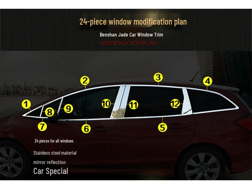 Jade Car Window Trim: Stainless Steel Door Edge and Decor Strips