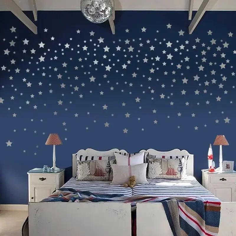 Home 20pcs Star Mirror Wall Sticker Large Medium and Small Combination Acrylic Mirror Wall Sticker Living Room Wall Decorations