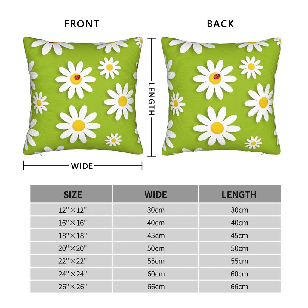 Flora Daisy Seamless Pattern Pillow Case Custom Pillow Cover For Sofa Car Home Decor Kawaii Cushion Cover