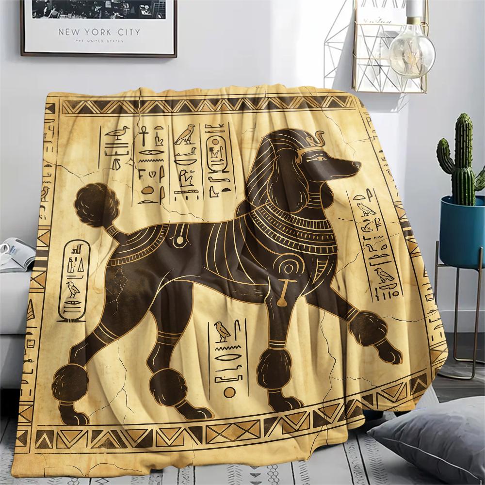 Ancient Egyptian Mural Animal Print Flannel Blanket,High Quality Comfortable for All Seasons,Home Decor,Warmth and Comfort,Perfect for Christmas Gifts