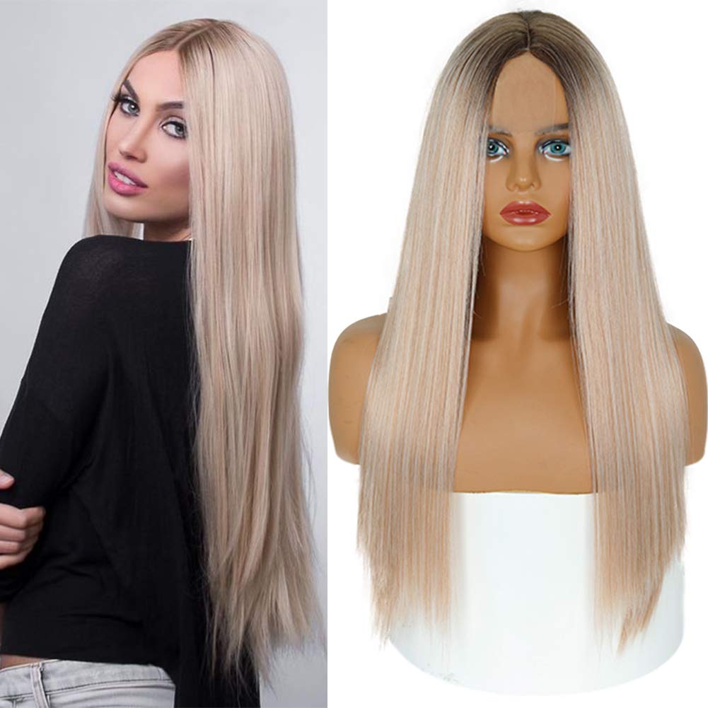 MERISIHAIR 30-дюймовые длинные прямые черные парики, синтетические длинные парики для женщин прямые, выглядящие натуральные термостойкие длинные волосы парики (черный)