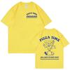 Large Cotton Men's Clothing Pizza Time All Day Meme Printed  Fun Cartoon Retro Harajuku Tee Casual Fashion Short Sleeved T-shirt