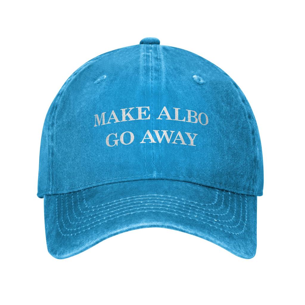 Make Albo Go Away Baseball Cap Sun Kpop Rock Sunscreen Washed Trucker Hat Unisex Unisex Y2k Retro Custom Logo Baseball Caps