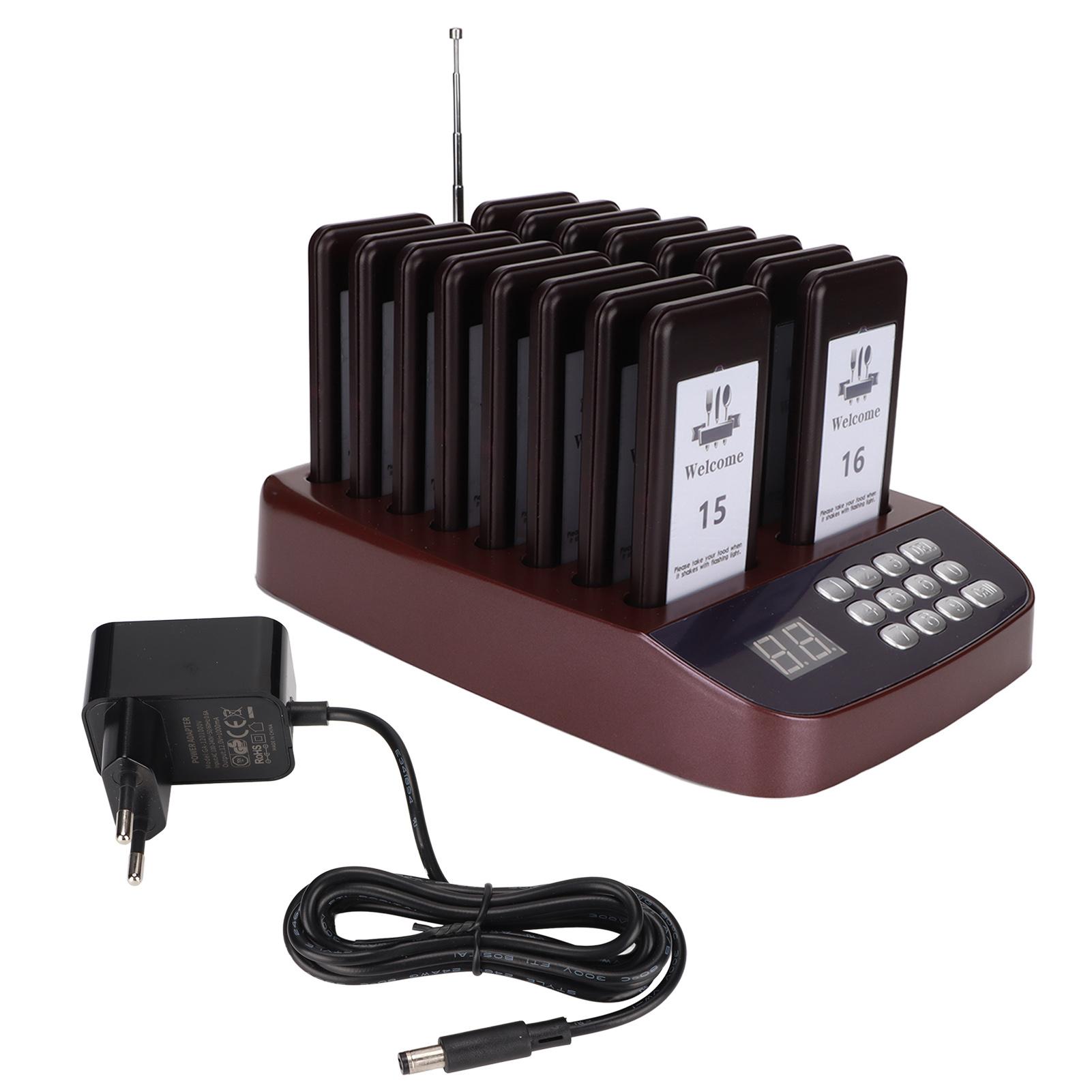 

Беспроводная пейджинговая система с 3 режимами, водонепроницаемая система вызова ресторана с 16 приемниками для кафе-клиники EU Plug