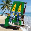 Custom Name Personalized Bananas in Pyjamas Print Beach Towel, for Trip Camping Beach Party Home Decor, Birthday Gift for Family & Friends