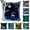 Beautiful Cartoon Deer Pillowcase Square Animal Linen Cushion Car Bedroom Sofa Seat Decorative Pillowcase 45*45Cm