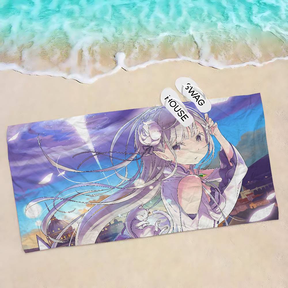 Re Zero Anime Mikrofaserdecke Schnelltrocknende Strandtücher Übergröße Druck Super Saugfähige Poolhandtuchdecke