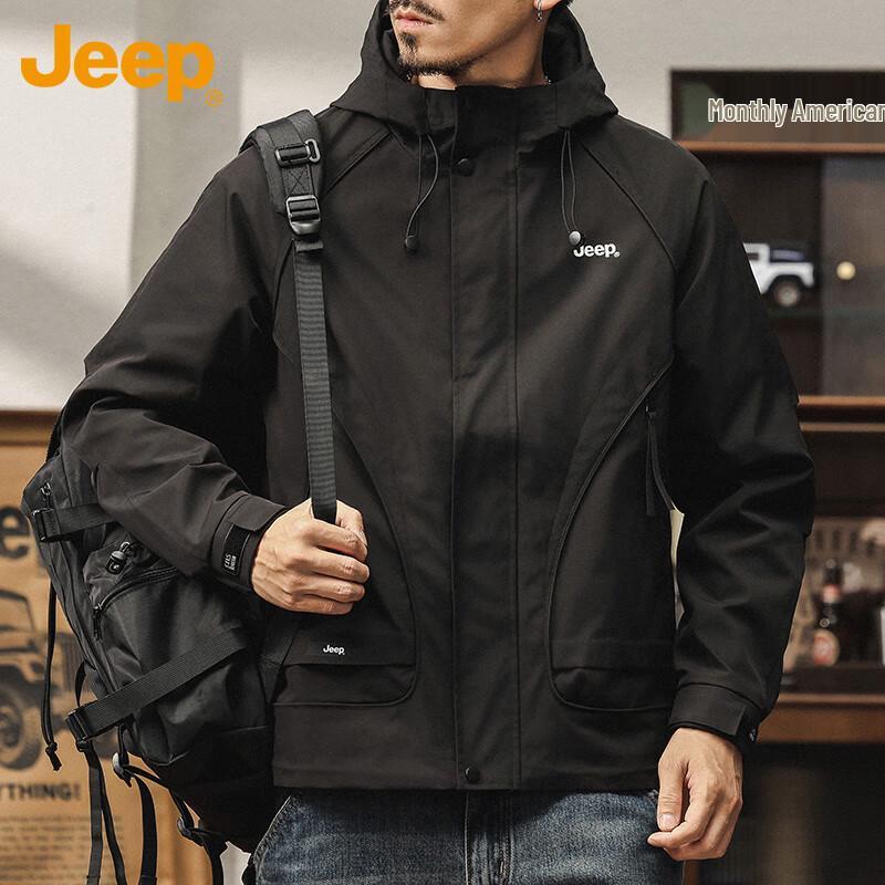 

JEEP Men s Hooded Workwear Jacket for Spring & Autumn M