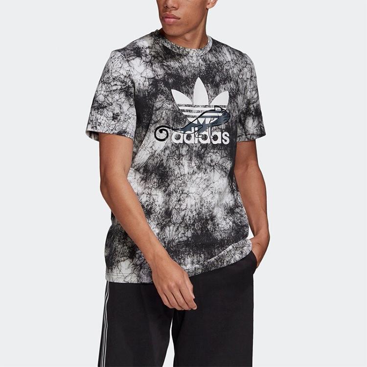 Adidas Originals Trefoil AOP Tee Chameleon Print Short Sleeve Men Tops Black FM3704