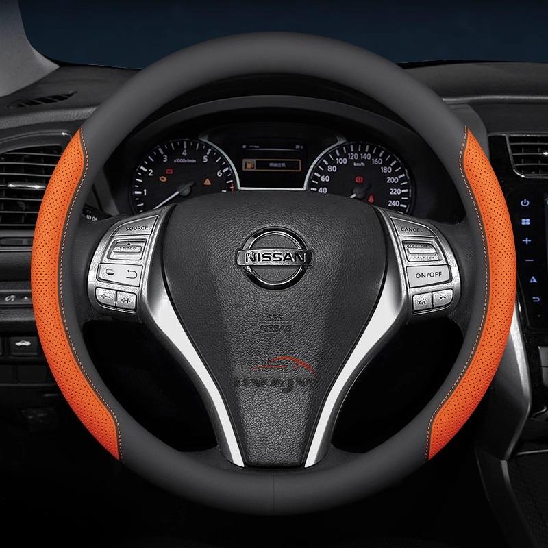 Leather Car Steering Wheel Cover for Nissan Patrol Tiida NP300 Frontier NV200 Navara Accessories