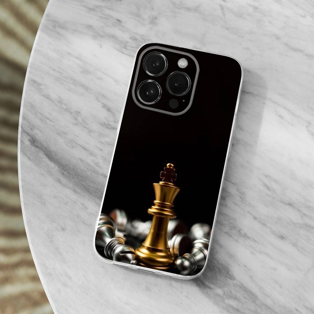Board Art Chess Phone Case For iPhone 16,15,14,13,12,11,17 Pro,Max,Plus,X,XS,XR,SE,Mini Transparent Soft Cover iPhone14PROMAX