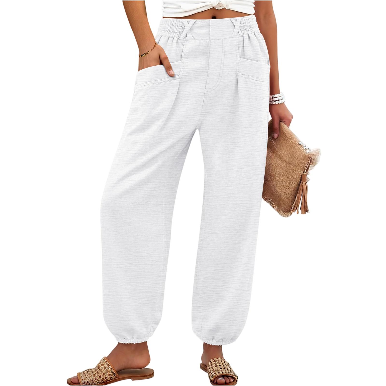 

Women s Loose And Casual High-waisted Straight-leg Pants XL білий