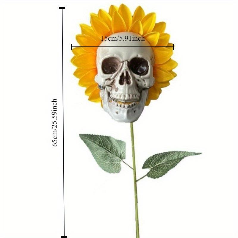 1pc Creepy Skull Sunflower Flowers Skull Festival Art Craft Garden Decoration Simulation Flower Ornaments Halloween Decorations
