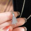 Pavé Set Christmas Tree Pendant Necklace with Star Top Festive Sparkling Jewelry for Women