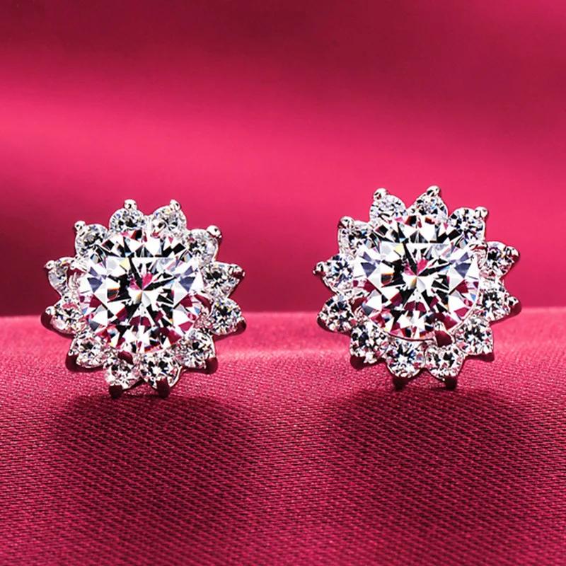 2026 New Simple Light Luxury Wind Flower Full Diamond Small Fragrant  Earnail Snowflake Micro Inlaid Zircon Zircon