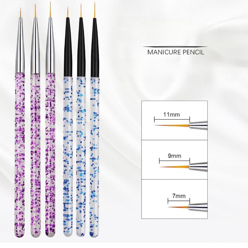 Three Acrylic Exquisite Sequin Rod Pull Line Pen Flower Drawing Hook Line Tool Painting Nail Art Pen