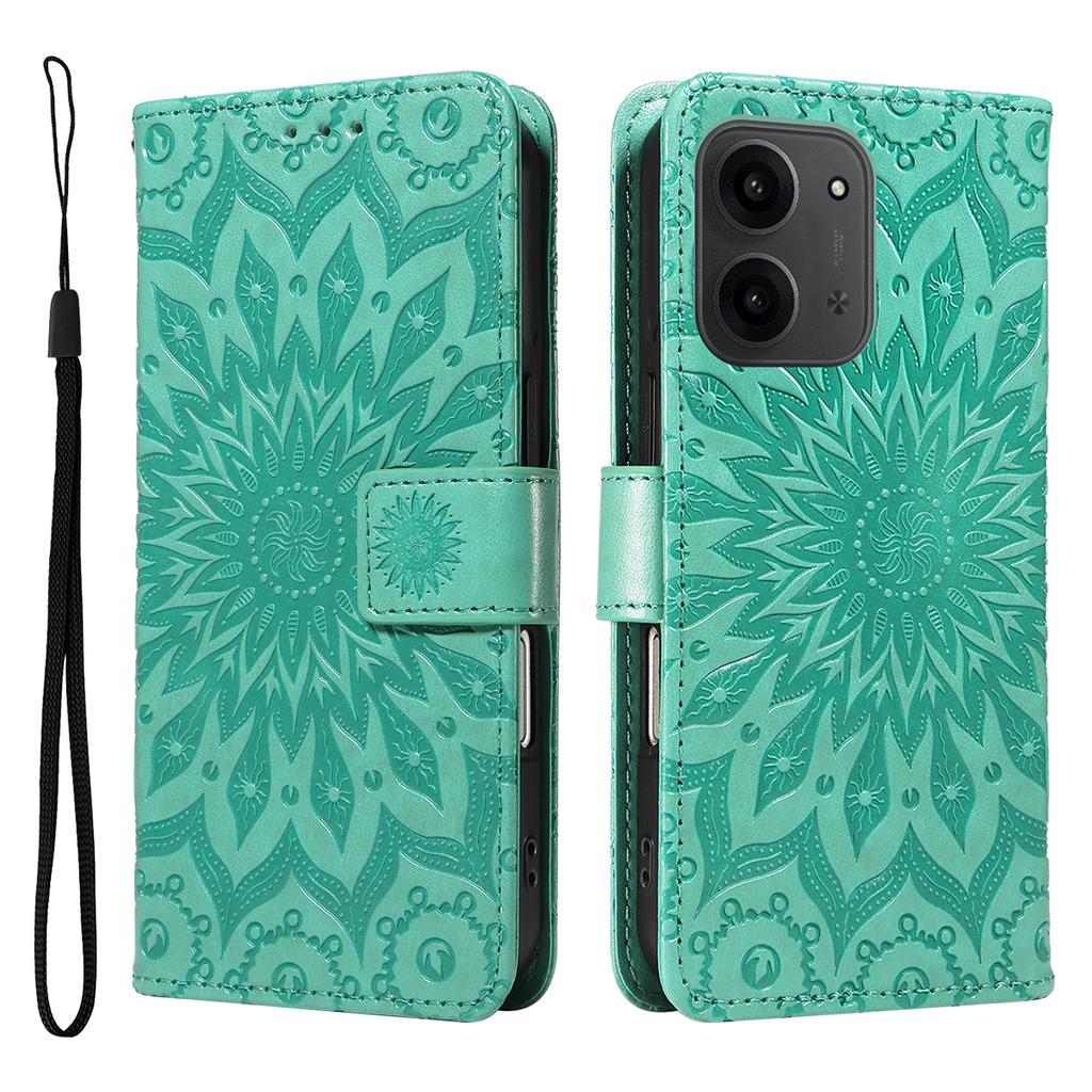 For Xiaomi Redmi 15C 4G (173mm) Leather Wallet Case Sunflower Imprinted Phone Cover