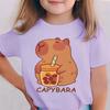 Cute Capybara Print T-shirt For Child All Over Print Graphic Cartoon Casual O-neck Short Sleeve T Shirts Kid Summer Fashion Tees