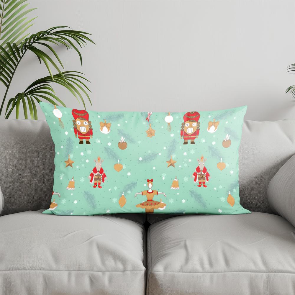 Home Decor Festive Christmas Pattern Pillow Suitable For Sofa Bedroom Car Pillow Cover Cushion Rectangular Back Cushion
