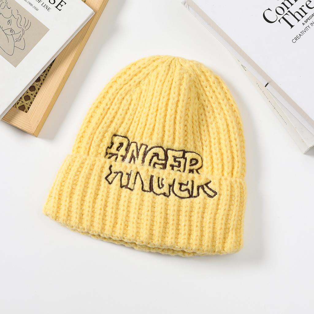 English Alphabet Embroidery Knitted Wool Hat Women's Hat Fashion Versatile English Alphabet Splicing Hat Women's
