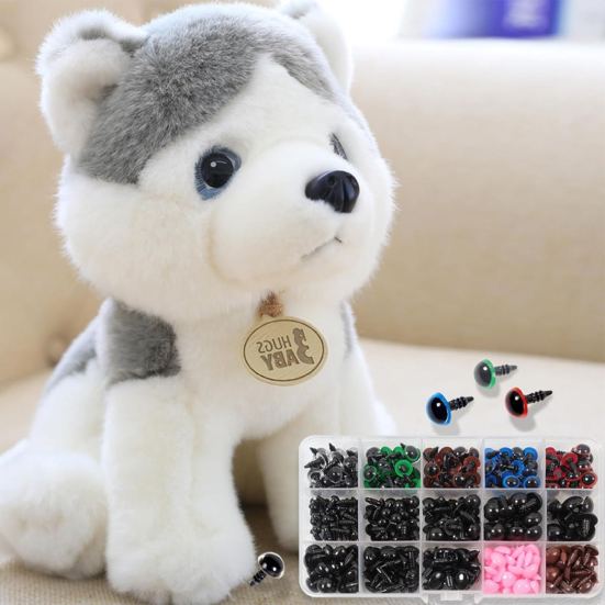 

Yousheng 560pcs DIY Plush Doll Safety Eyes Nose Kit15 Compartments Boxed Black Threaded Eyes Colourful Nose for Teddy Bears Stuffed Animals 6-14mm Sets